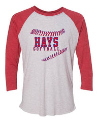 HAYS SOFTBALL Next Level - Unisex Tri-Blend Three-Quarter Sleeve Baseball Raglan Tee - 6051