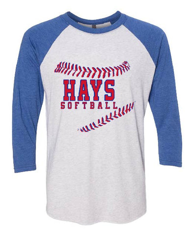 HAYS SOFTBALL Next Level - Unisex Tri-Blend Three-Quarter Sleeve Baseball Raglan Tee - 6051