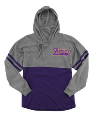 ZEPHYRS -  Granite and Black OR Purple Hooded Pom Pom Jersey