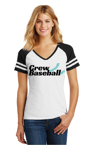 CREW BASEBALL  -  District Made® Ladies Game V-Neck Tee DM476
