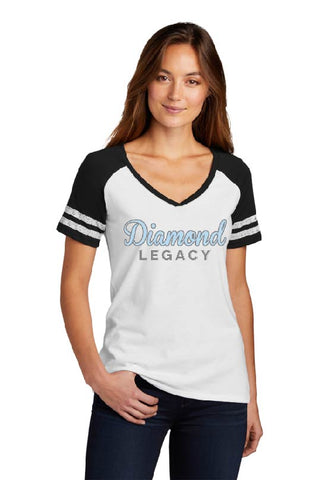 DIAMOND LEGACY -  District Made® Ladies Game V-Neck Tee DM476