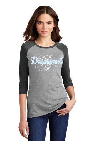 DIAMOND LEGACY  - District Made® Ladies Perfect Tri® 3/4-Sleeve Raglan. DM136L