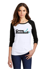 CREW BASEBALL  - District Made® Ladies Perfect Tri® 3/4-Sleeve Raglan. DM136L