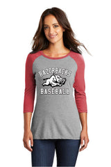 RAZORBACKS - District Made® Ladies Perfect Tri® 3/4-Sleeve Raglan. DM136L