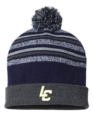 LAKE CREEK POM BEANIE - CAP AMERICA - USA-Made Striped Beanie - Embroidered
