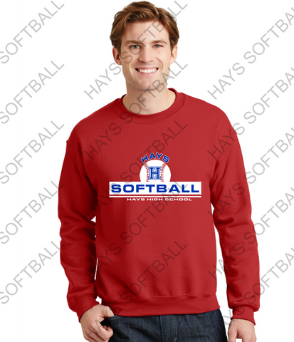 HAYS HIGH SCHOOL SOFTBALL - Heavy Blend Crewneck Sweatshirt -RED