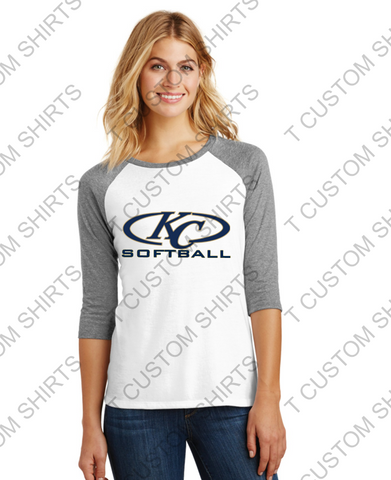 KLEIN COLLINS - District Made® Ladies Perfect Tri® 3/4-Sleeve Raglan. DM136L