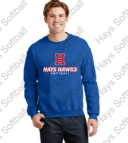 HAYS HAWKS SOFTBALL - Heavy Blend Crewneck Sweatshirt -ROYAL