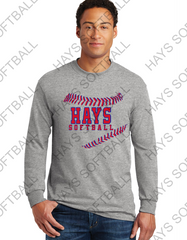 HAYS SOFTBALL - HAYS W/LACES Adult - Heavy Cotton Long Sleeve T-Shirt