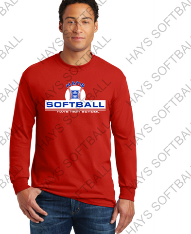 HAYS SOFTBALL - HAYS HIGH SCHOOL SOFTBALL Adult - Heavy Cotton Long Sleeve T-Shirt