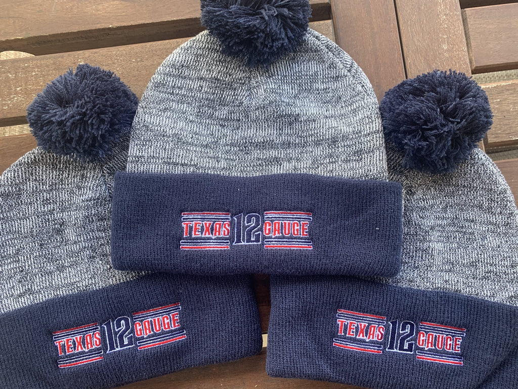 TEXAS 12 GAUGE POM BEANIES EMBROIDERED