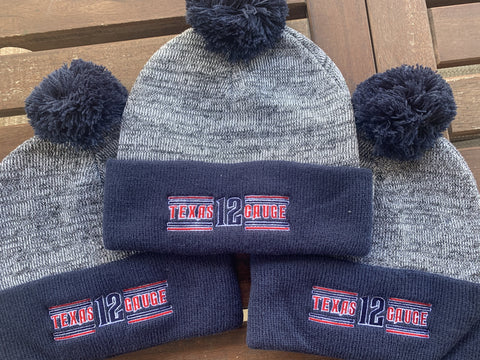 TEXAS 12 GAUGE POM BEANIES EMBROIDERED