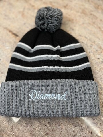 DIAMOND LEGACY STRIPED POM BEANIE
