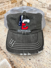 LAKE CREEK SOFTBALL  - LADIES Vintage Unstructured Trucker Cap - GREY OR WHITE