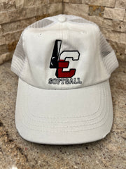 LAKE CREEK SOFTBALL  - LADIES Vintage Unstructured Trucker Cap - GREY OR WHITE