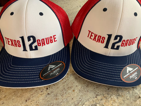 TEXAS 12 GAUGE- Pacific Red - White - Blue Fitted Cap - 404m