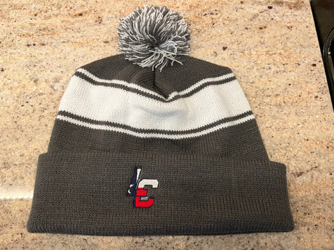 LAKE CREEK GRAPHITE/WHITE POM BEANIES EMBROIDERED