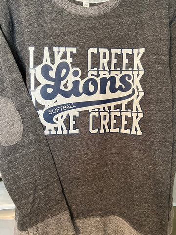 LAKE CREEK LIONS STACKED SOFTBALL- Harborside Mélange French Terry Pullover 6965/6775