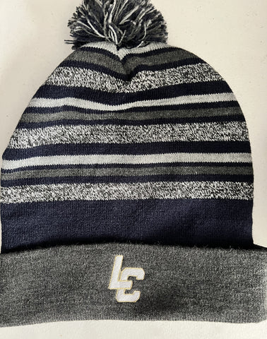 LAKE CREEK POM BEANIE - CAP AMERICA - USA-Made Striped Beanie - Embroidered