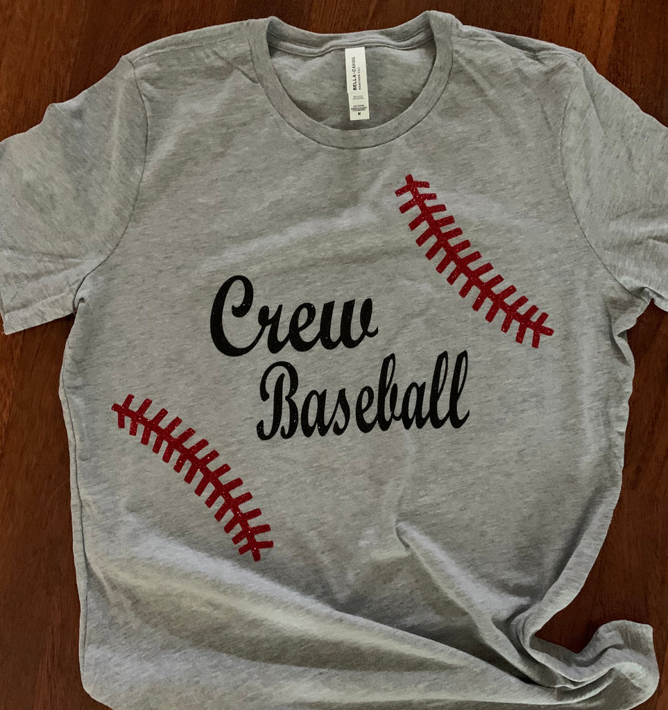 CREW BASEBALL SHORT SLEEVE T-SHIRT ADULT Bella Canvas - 3001CVC - CREW BASEBALL WITH LACES GLITTER