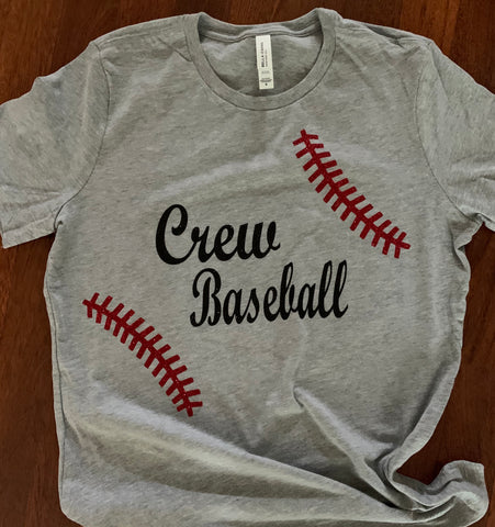 CREW BASEBALL SHORT SLEEVE T-SHIRT ADULT Bella Canvas - 3001CVC - CREW BASEBALL WITH LACES GLITTER