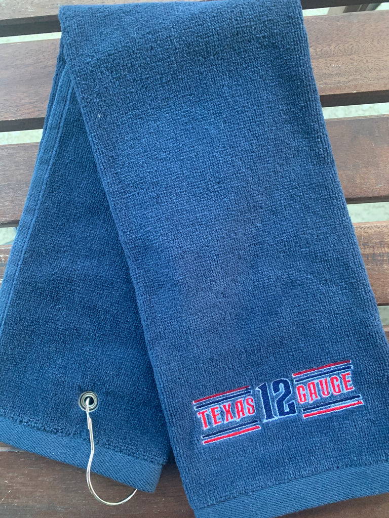 TEXAS 12 GAUGE -  TOWEL WITH GROMMET/HOOK - EMBROIDERED