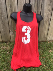 3 Up 3 Down Glitter  Bella + Canvas - Women's Flowy Racerback Tank - 8800 - Red