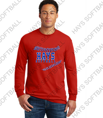 HAYS SOFTBALL - HAYS W/LACES Adult - Heavy Cotton Long Sleeve T-Shirt