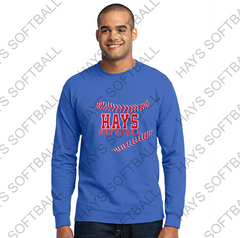 HAYS SOFTBALL - HAYS W/LACES Adult - Heavy Cotton Long Sleeve T-Shirt