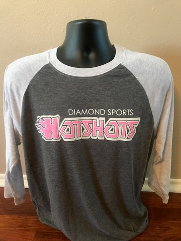 PINK OUT HOTSHOTS- UNISEX - TR70 Tri-Blend Crewneck T-Shirt 3/4 Sleeve