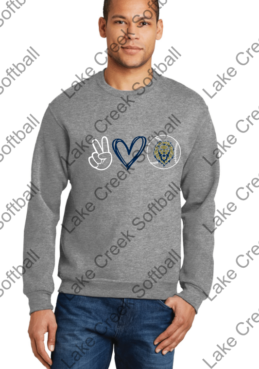 LAKE CREEK -  PEACE LOVE LIONS - Jerzees - NuBlend Crewneck Sweatshirt - 562MR
