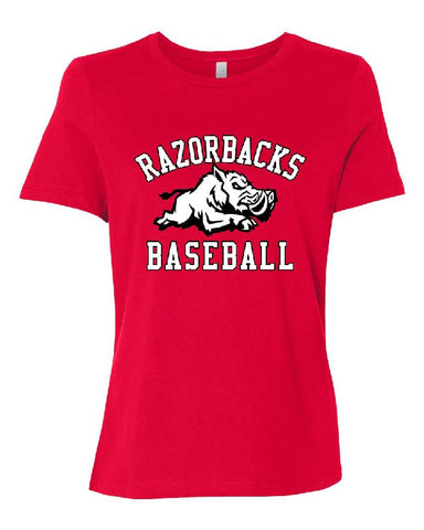 RAZORBACKS -  Ladies Bella + Canvas - Women's Relaxed Short Sleeve Jersey Tee - 6400