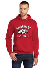 RAZORBACKS -  Youth and Adult PC78H  Port & Company® - Core Fleece Pullover Hooded Sweatshirt