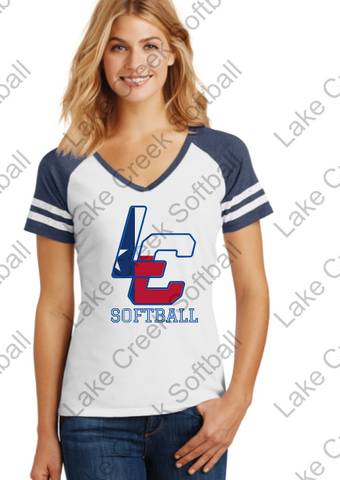 LAKE CREEK  -  LC SOFTBALL - District Made® Ladies Game V-Neck Tee DM476
