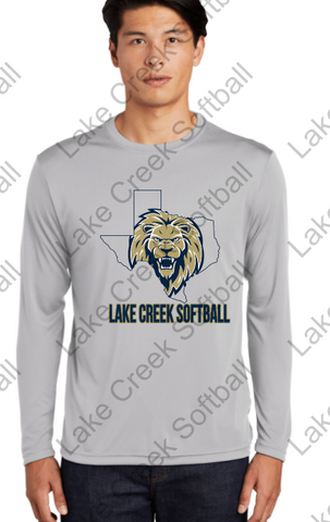 LAKE CREEK - LC TEXAS LION- SHORT or LONG Sleeve - Sport Tek Posi-Charge