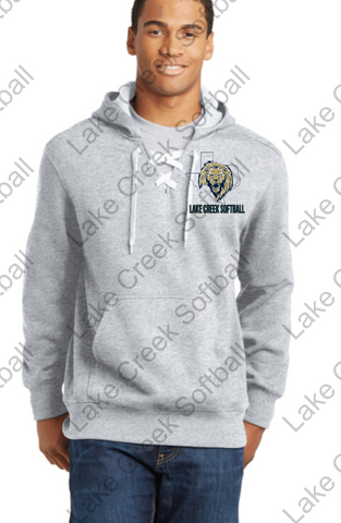LAKE CREEK - STATE CHAMPIONS or LC Texas Softball ST271 Sport-Tek® Lace Up Pullover Hooded Sweatshirt