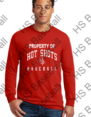 HOT SHOTS BASEBALL PROPERTY OF - GILDAN -  ADULT AND YOUTH LONG SLEEVE TEE