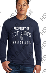 HOT SHOTS BASEBALL PROPERTY OF - GILDAN -  ADULT AND YOUTH LONG SLEEVE TEE