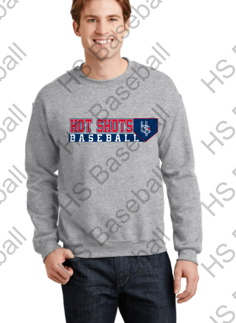 HOT SHOTS BASEBALL HOME PLATE LOGO- Heavy Blend Crewneck Sweatshirt