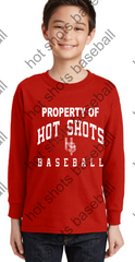 HOT SHOTS BASEBALL PROPERTY OF - GILDAN -  ADULT AND YOUTH LONG SLEEVE TEE