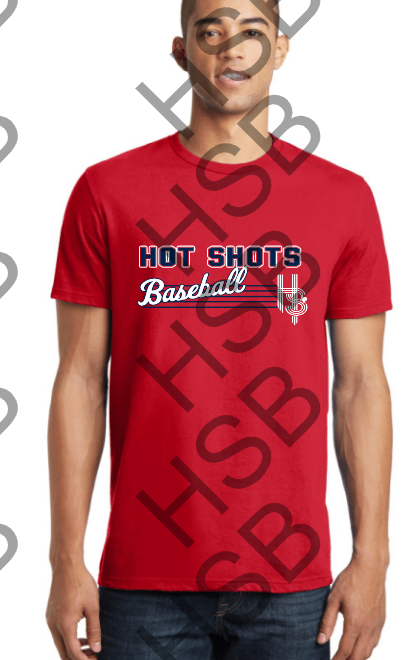 HOT SHOTS BASEBALL - SOFT TEE - DISTRICT MADE CONCERT TEE - RED