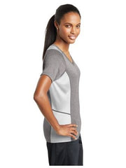 Sport-Tek® Ladies Heather Colorblock Contender™ V-Neck Tee. LST361