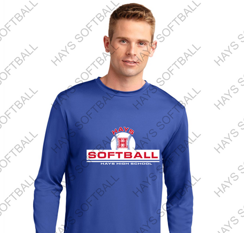 Hays High School Softball Drifit Long Sleeve-  Sport-Tek® Mens PosiCharge® Competitor™ Tee. ST350