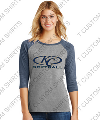 KLEIN COLLINS - District Made® Ladies Perfect Tri® 3/4-Sleeve Raglan. DM136L