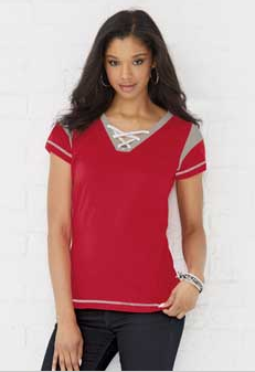 HOTSHOTZS Softball 3533 LADIES GAMEDAY LACE UP TEE