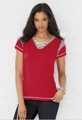 HOTSHOTZS Softball 3533 LADIES GAMEDAY LACE UP TEE