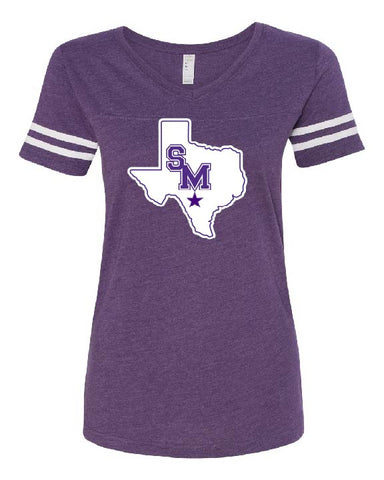 SAN MARCOS RATTLERS -  LADIES -  LAT - Women's Football V-Neck Fine Jersey Tee - 3537