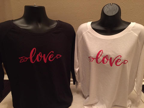 LOVE ARROW - District Made® - Ladies Modal Blend 3/4-Sleeve Raglan DM482