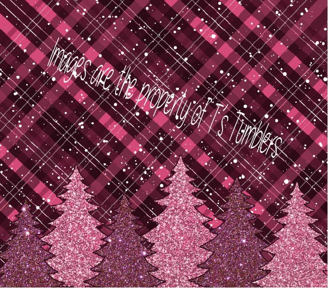 Skinny Tumbler  -Plaid and  Pink Glitter Xmas tree -  Pink Series