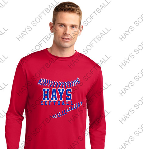 Hays Softball Drifit Long Sleeve-  Sport-Tek® Mens PosiCharge® Competitor™ Tee. ST350